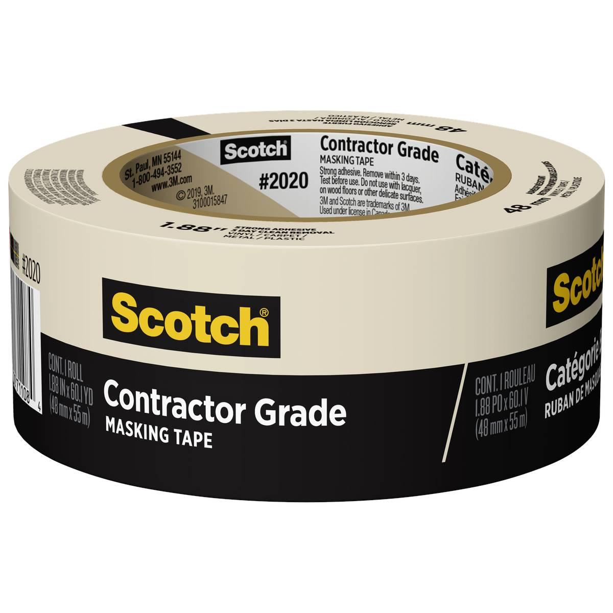ScotchBlue 2020-48MP Masking Tape, 60.1 yd L, 1.88 in W, 0.11 in Thick, Paper/Polyethylene Film Backing, Beige