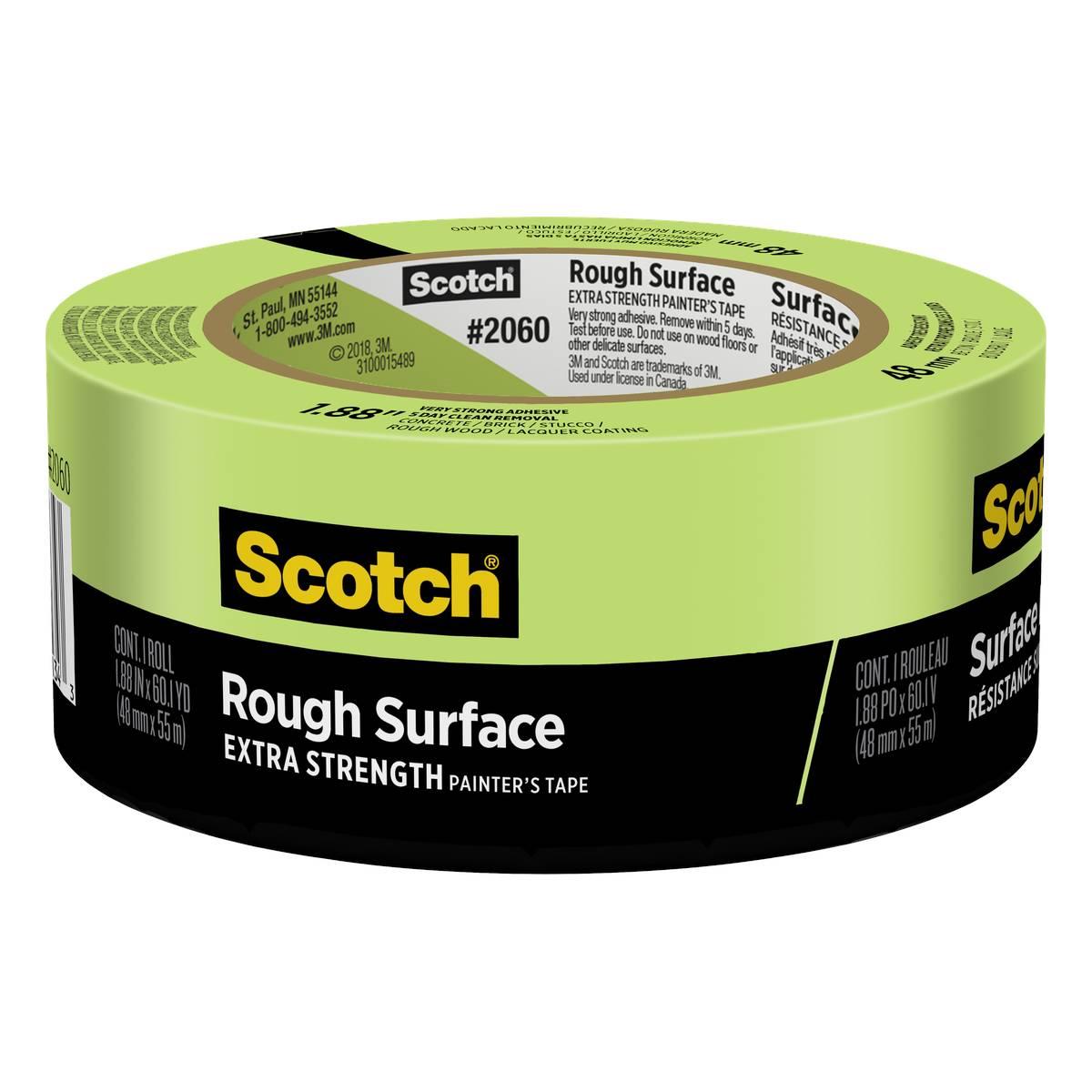 Scotch 2060-2 Masking Tape, 60 yd L, 2 in W, 6 mil Thick, Crepe Paper/Rubber Backing, Green