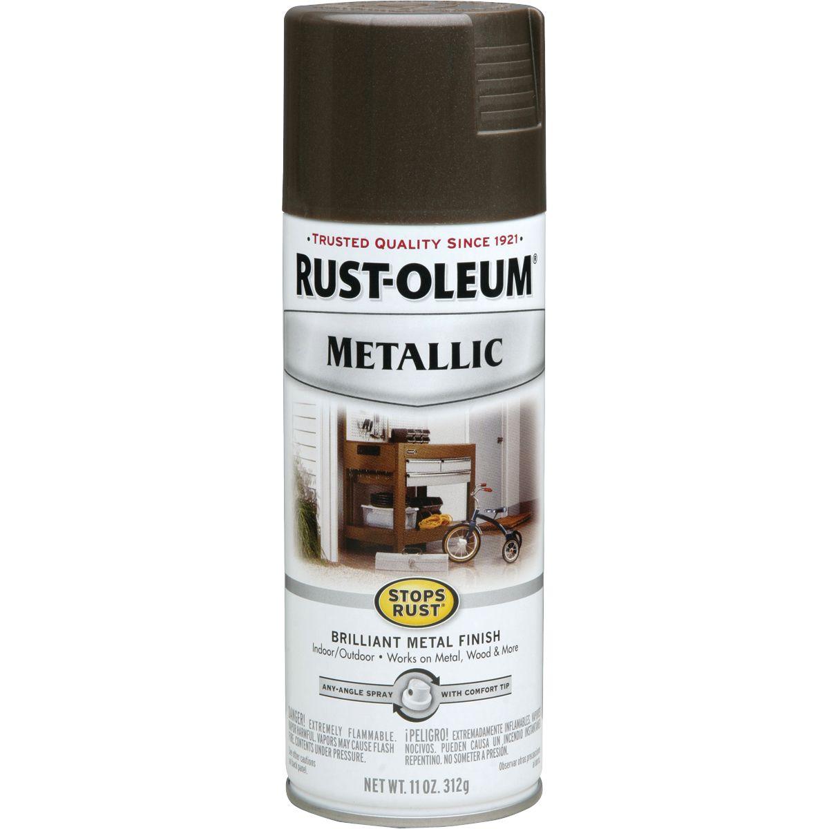 Rust-Oleum 7272830 Rust Preventative Spray Paint, 11 oz Can, 4 to 6 sq-ft Coverage Area, Metallic, Dark Bronze