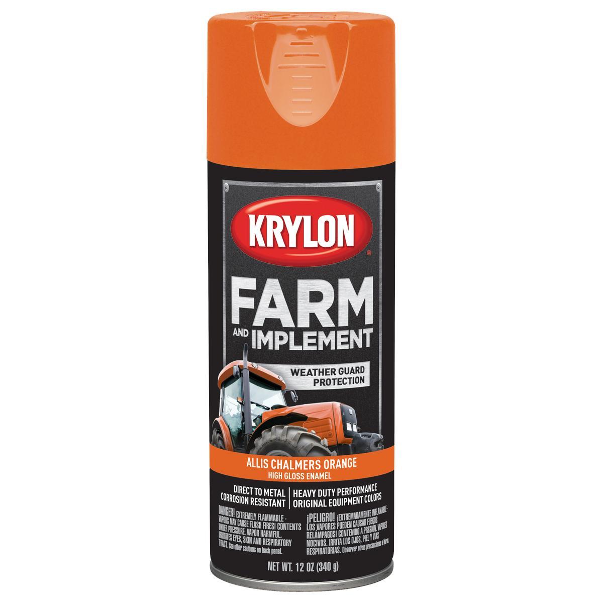 Krylon K01940000 Farm Equipment Spray, High-Gloss, Allis Chalmers Orange, 12 oz