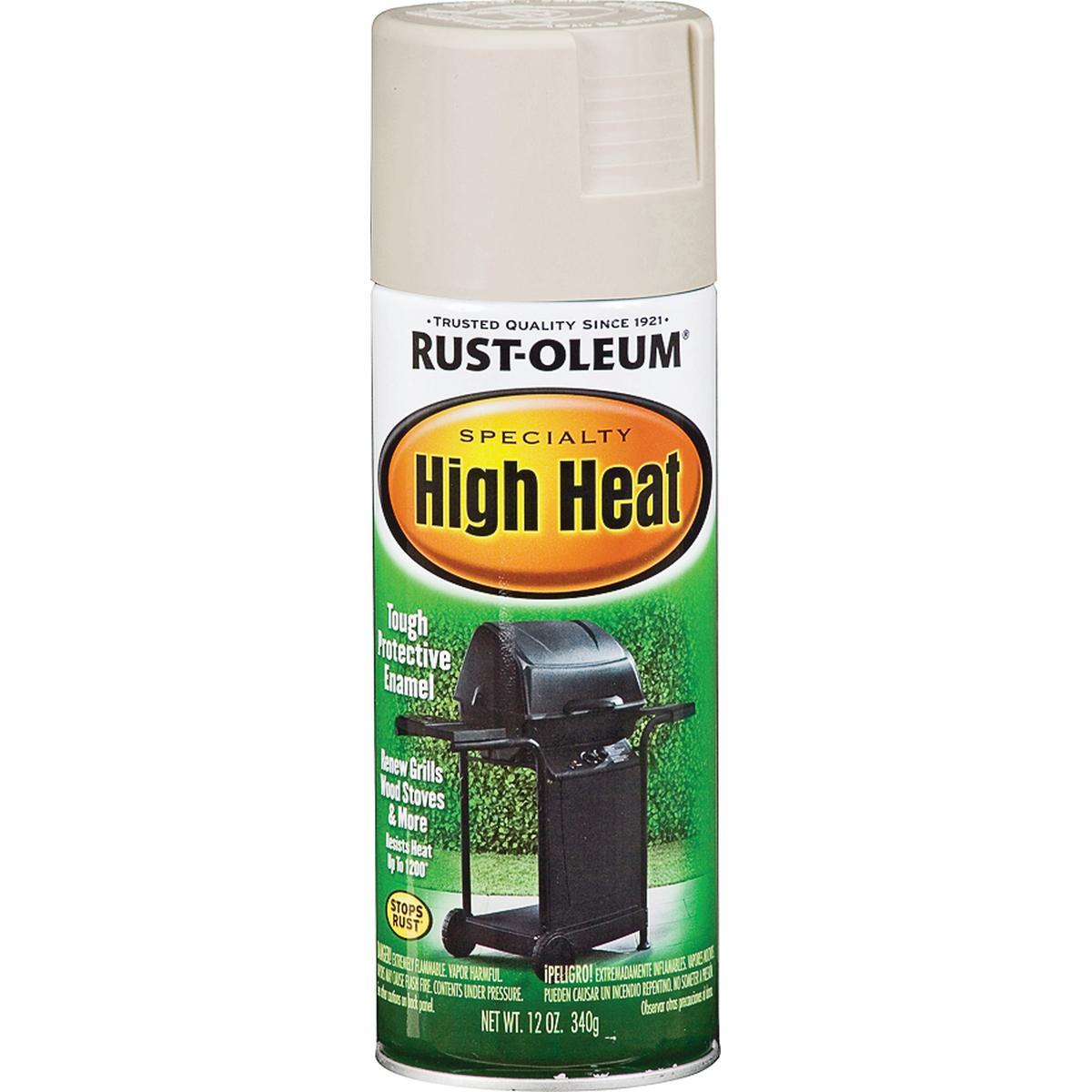 Rust-Oleum 7750830 High-Heat Spray Paint, Satin, Almond, 12 oz Can, Oil