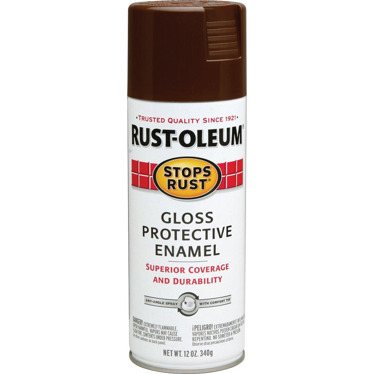 Stops Rust 7775830 Rust Preventative Spray Paint, Gloss, Leather Brown, 12 oz Can