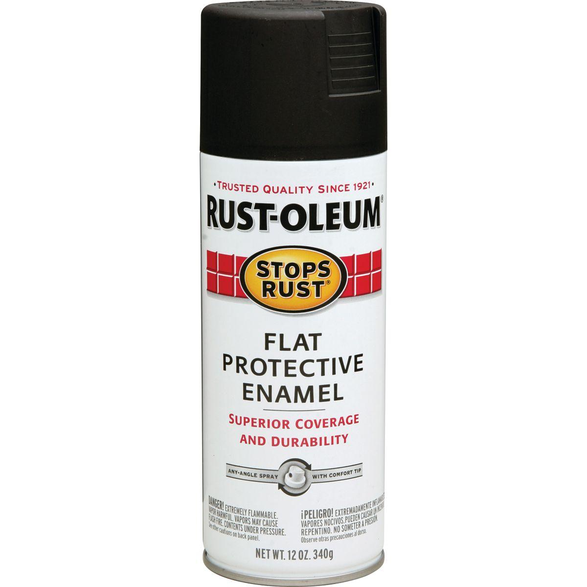 Rust-Oleum 7776830 Rust Preventative Spray Paint, Flat, Black, 12 oz Can