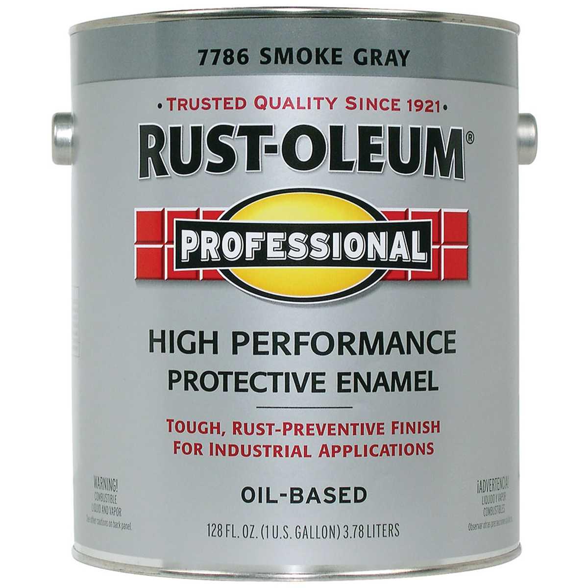 Rust-Oleum 7786402 Enamel Paint, Oil Base, Gloss Sheen, Smoke Gray, 1 gal, Can, 230 to 390 sq-ft/gal Coverage Area