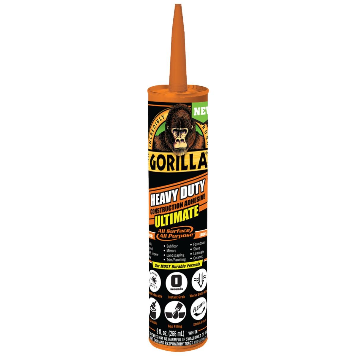 Gorilla 8008002 Construction Adhesive, White, 9 oz Cartridge