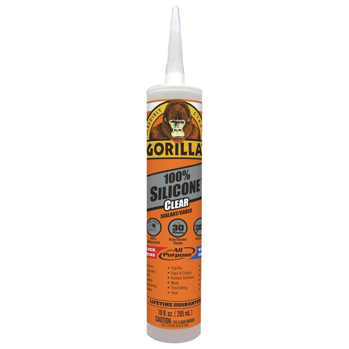 Gorilla 8050002 Silicone Sealant, Clear, 1 days Curing, -40 to 350 deg F, 10 oz Cartridge