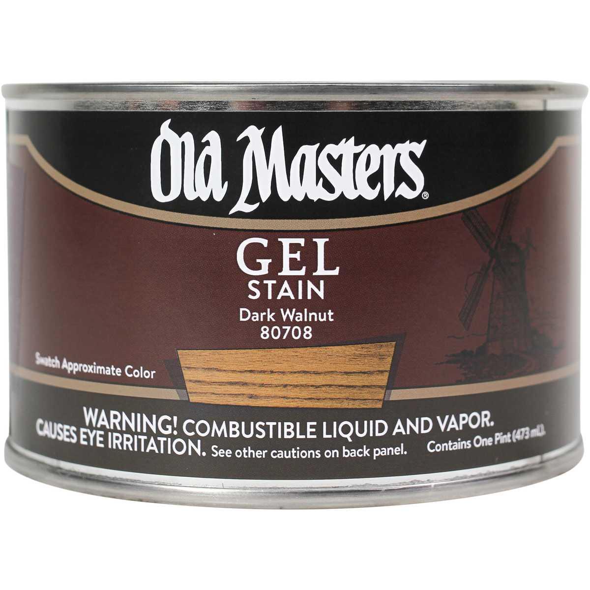Old Masters 80708 Gel Stain, Dark Walnut, Liquid, 1 pt, Can