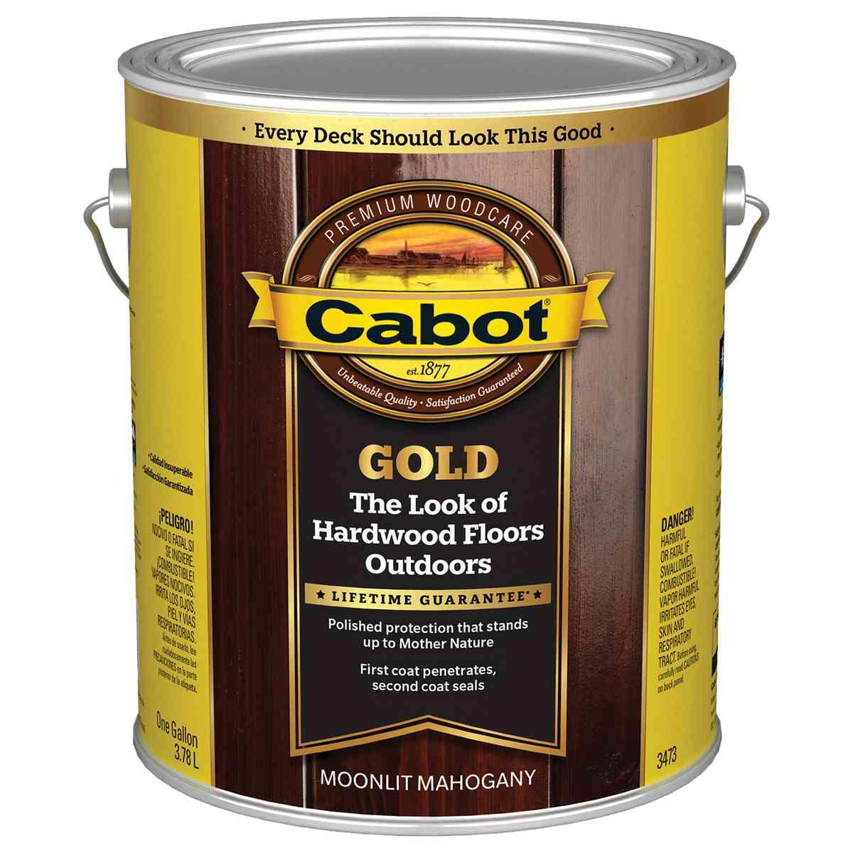 Cabot 140.0003473.007 Wood Conditioning Stain, Gold Satin, Liquid, Moonlit Mahogany, 1 gal Can