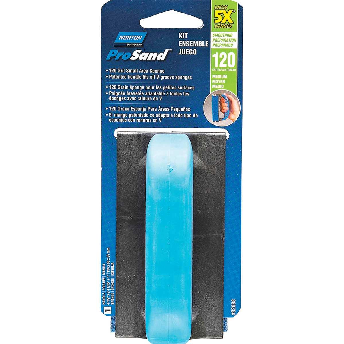 Norton ProSand 82088 Sanding Sponge, 4-1/2 in L, 2-11/16 in W, 120 Grit, Medium