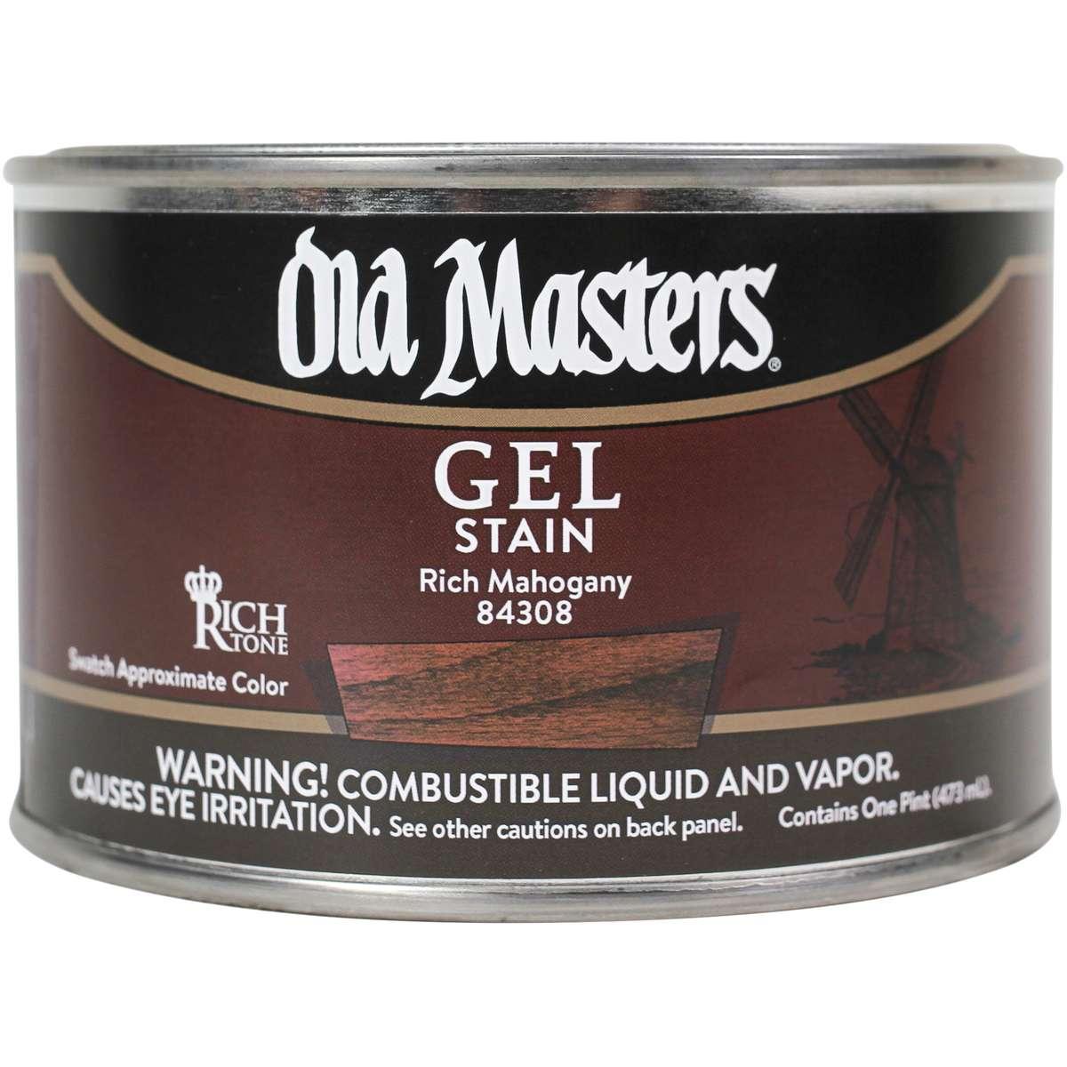 Old Masters 84308 Gel Stain, Rich Mahogany, Liquid, 1 pt, Can