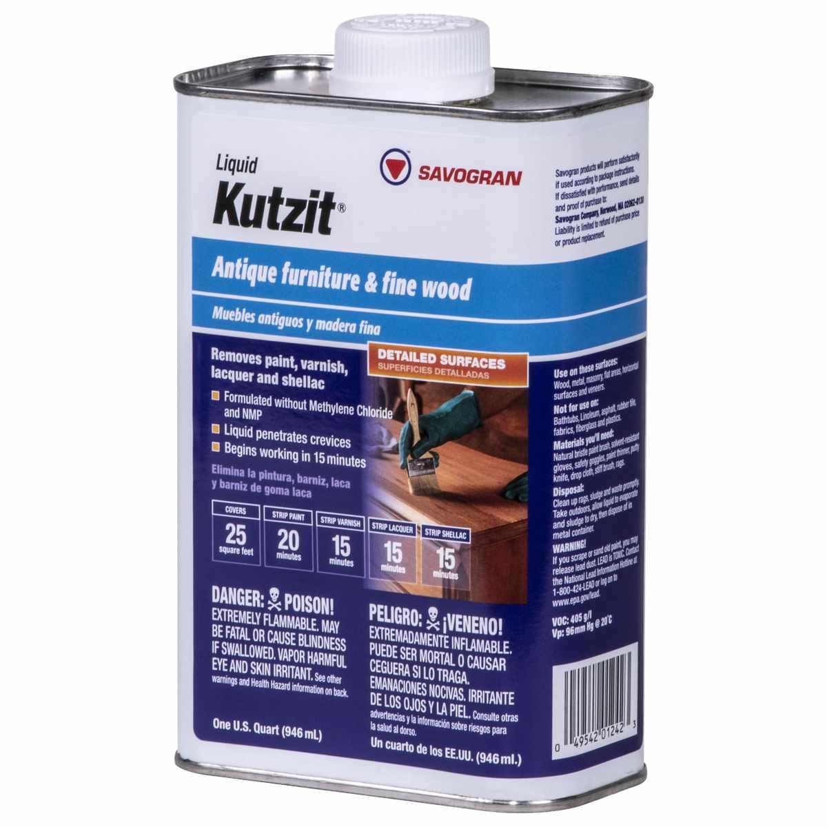 Savogran Kutzit 01242 Paint/Varnish Remover, Liquid, Aromatic, Blue, 1 qt