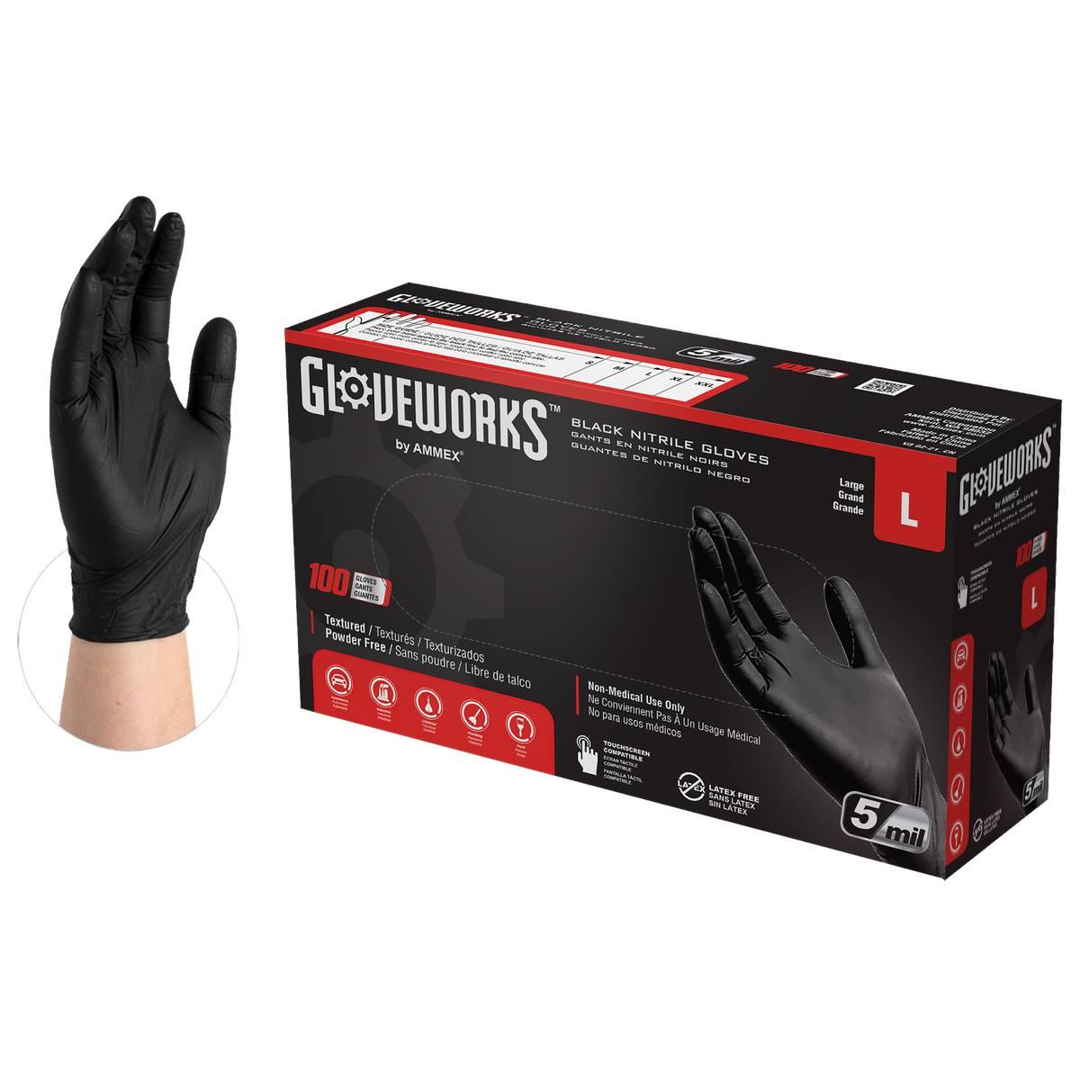 NITRILE GLOVES BLACK LG 100PK