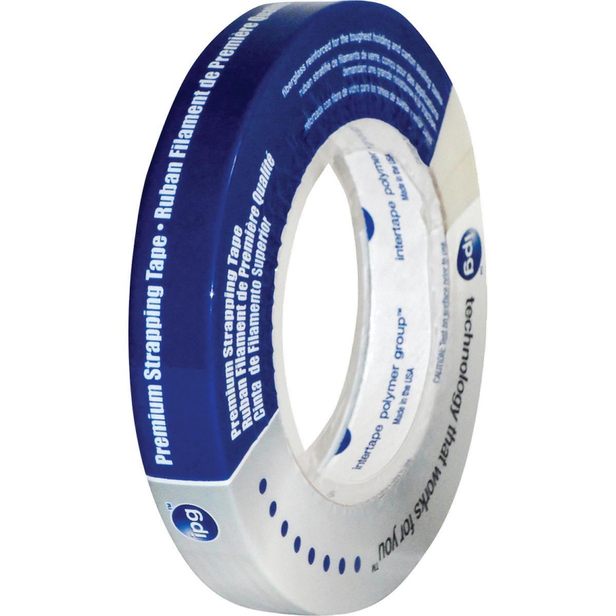 IPG 9716 Strapping Tape, 60 yd L, 0.94 in W, Fiberglass/Polypropylene Backing, Natural