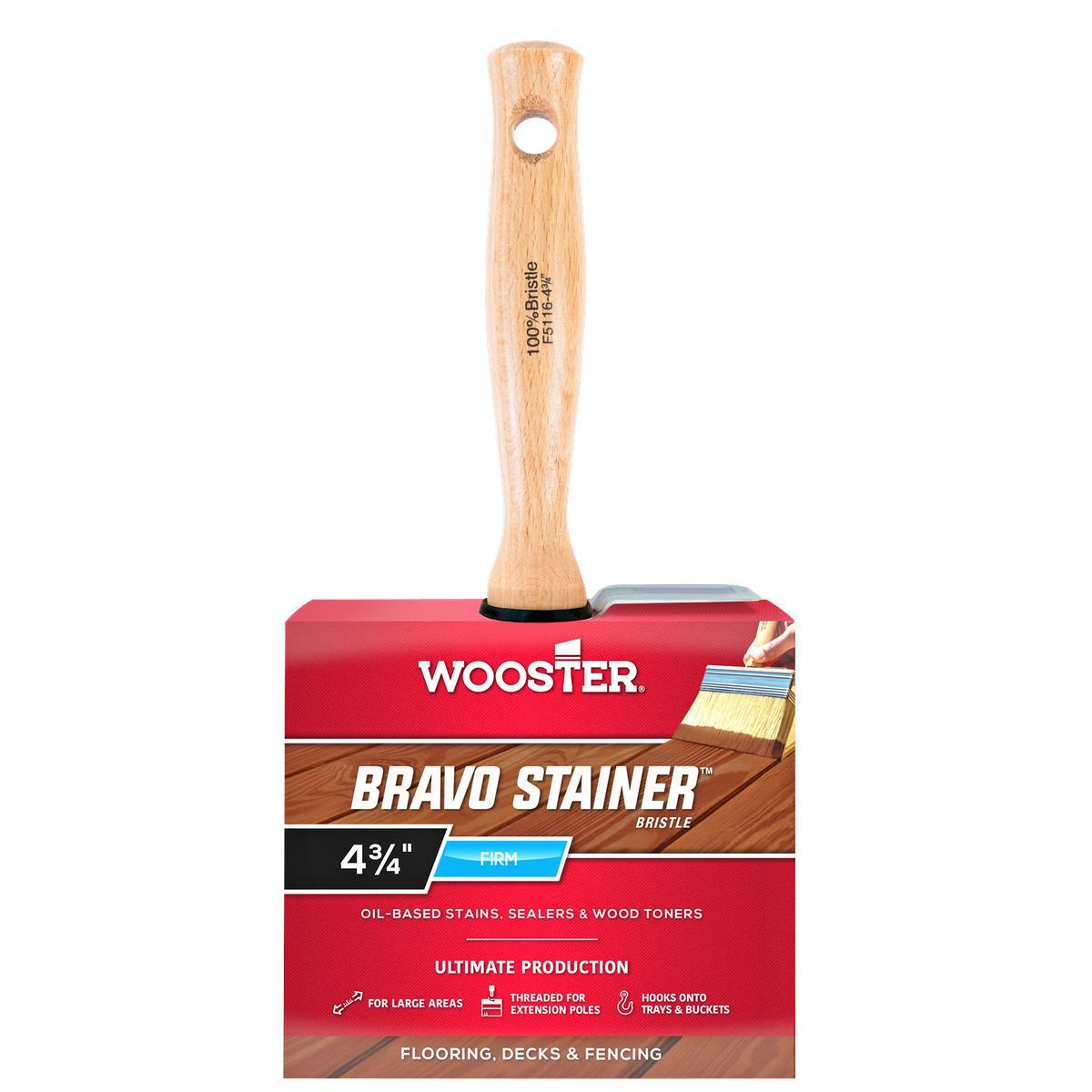 4-3/4-in Bravo Stainer China Bristle Paint Brush with Threaded Handle