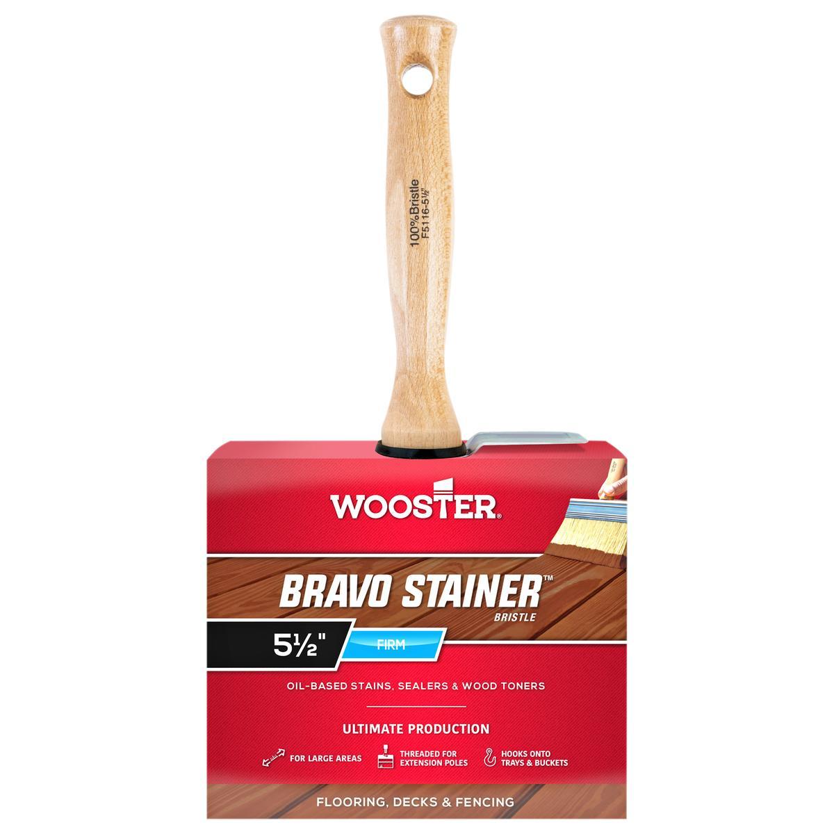 5-1/2-in Bravo Stainer China Bristle Paint Brush with Threaded Handle