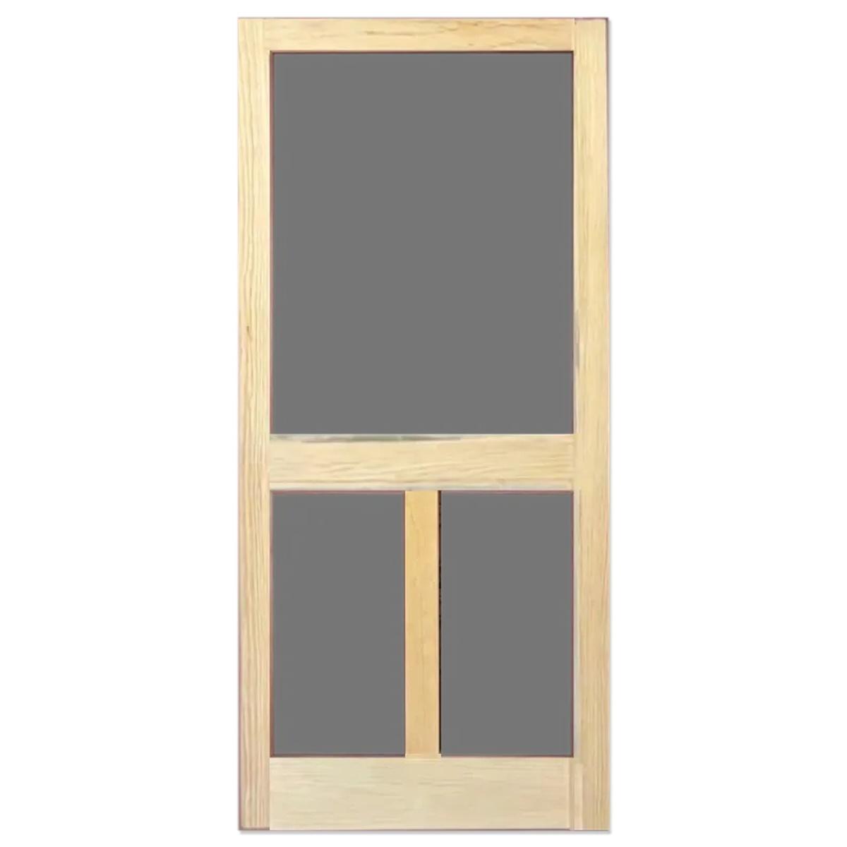 32 in x 80 in Solid Pine Wood Screen Door, Charcoal Fiberglass Screen