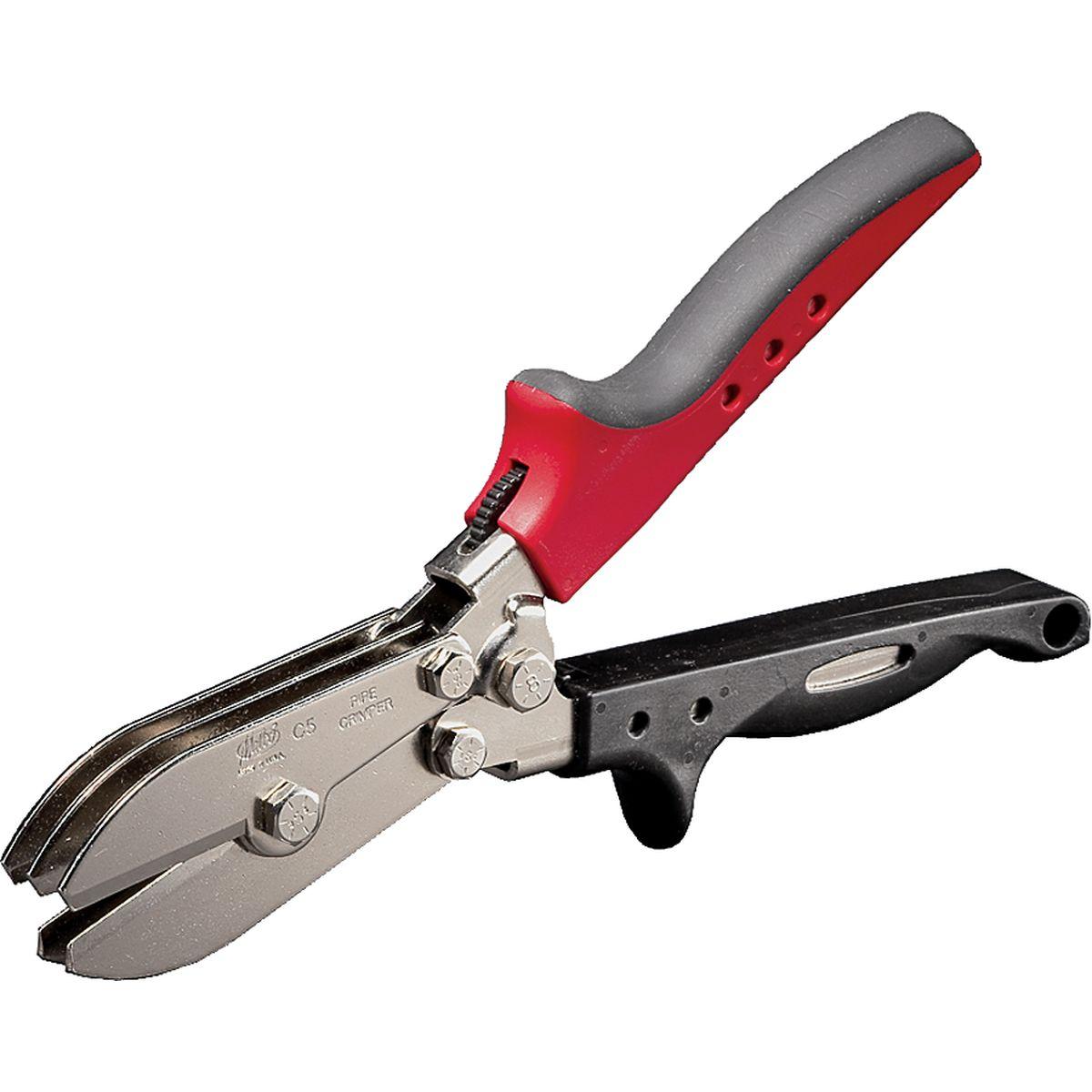 Malco C5R 5-Blade Pipe Crimper, Non-Slip Ergonomic Handle, Black/Red Handle