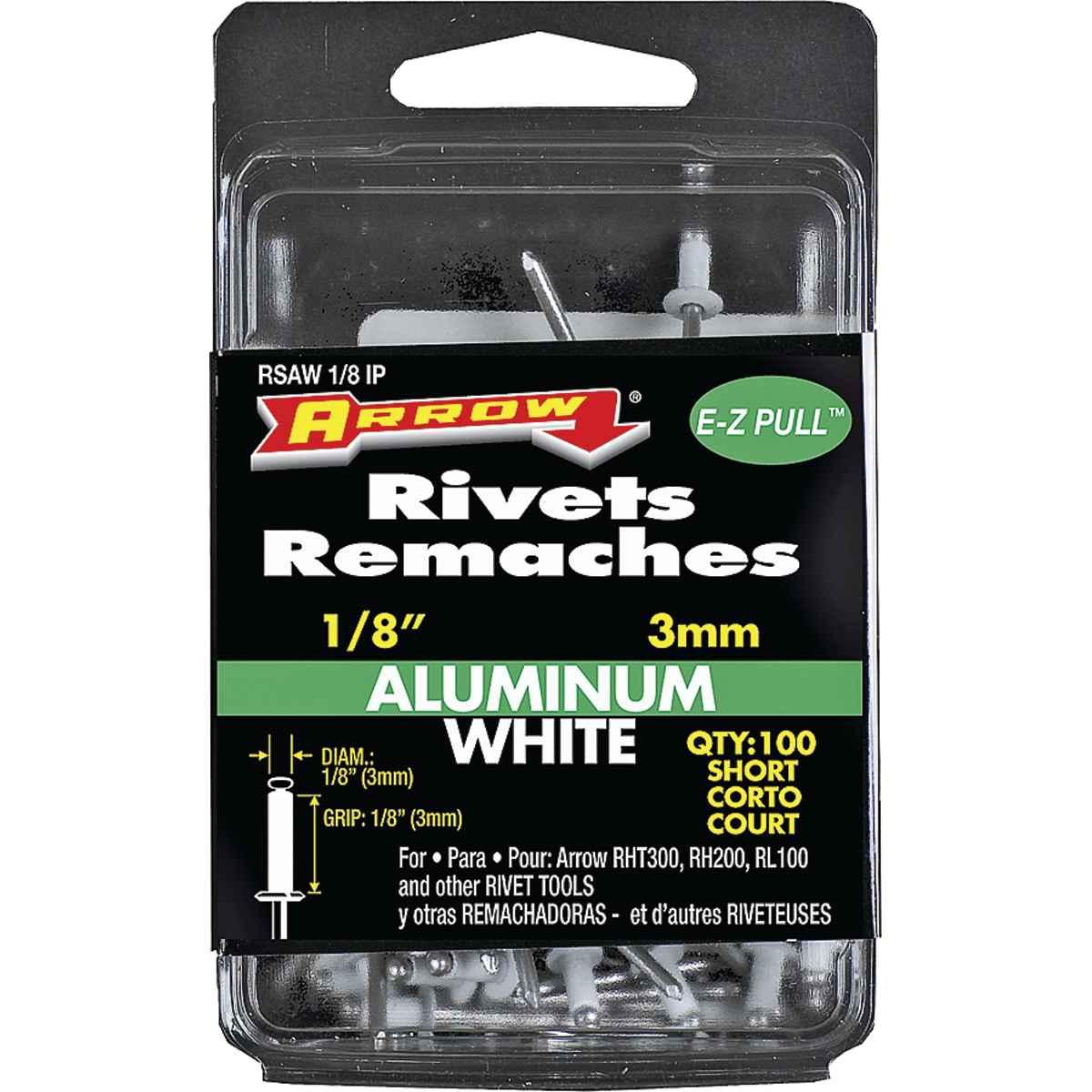 SHORT WHT ALUM RIVET 1/8"X1/8"IP