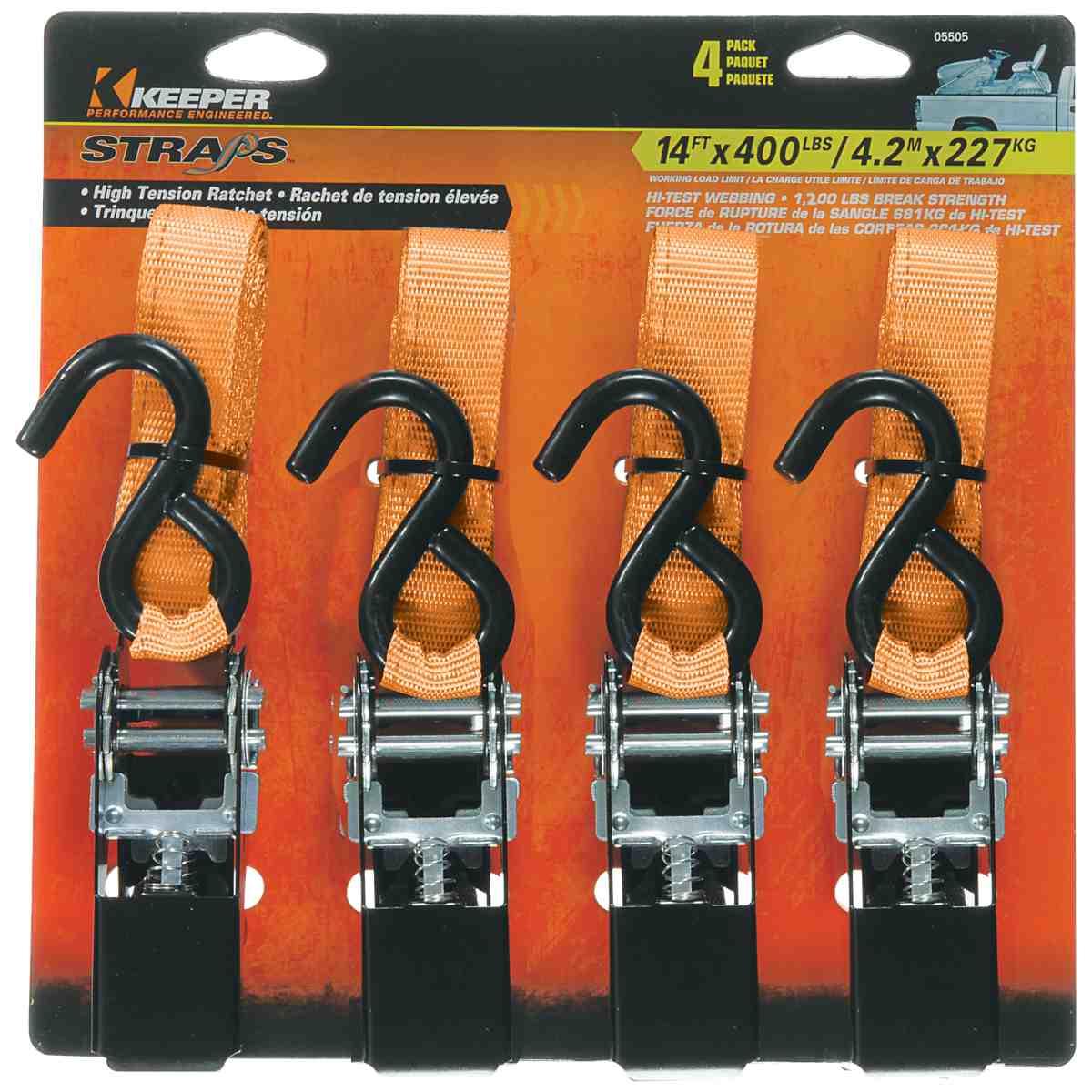 Keeper 05505 14' x 1" Gray Tie-Down S-Hook 400 lb