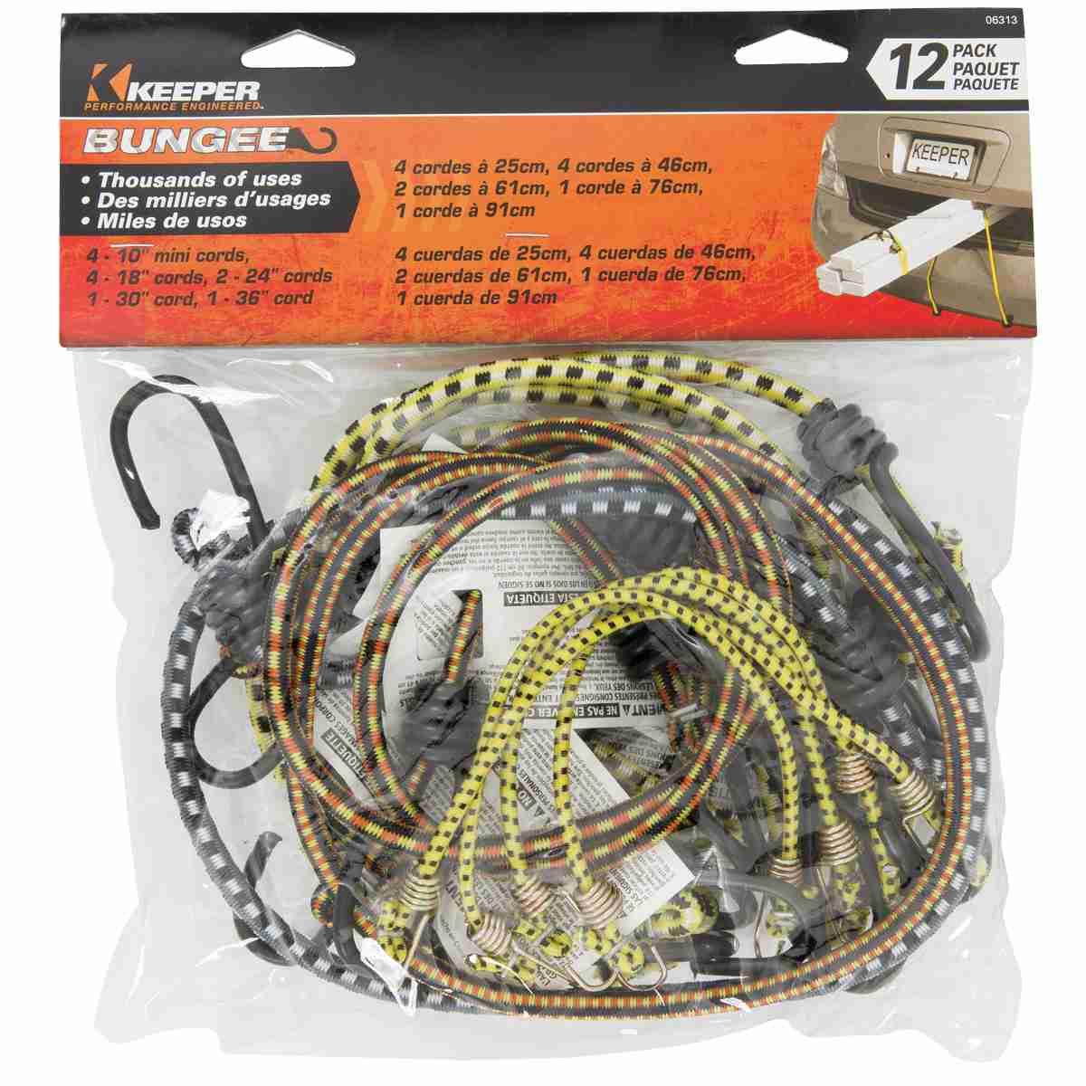 Keeper 06313 Rubber Bungee Cord 12/Pk