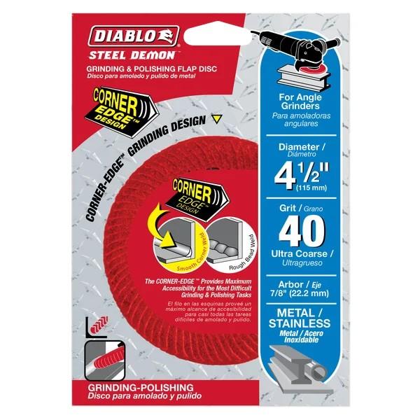 T09404 4-1/2 in Steel Demon Corner-Edge Flap Disc 40 Grit Package