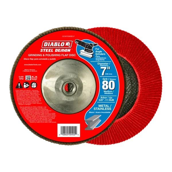 7 in Steel Demon Flap Disc 80 Grit Medium Type 29 5/8-11 Hub