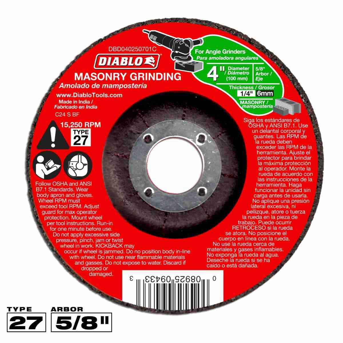 4 in. Masonry Grinding Disc - Type 27