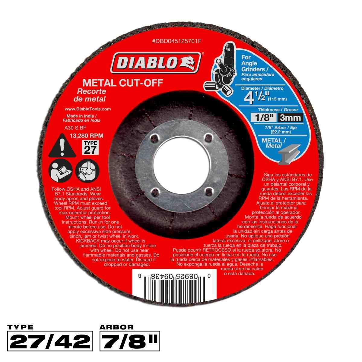 4-1/2 in. Metal Cut Off Disc - Type 27