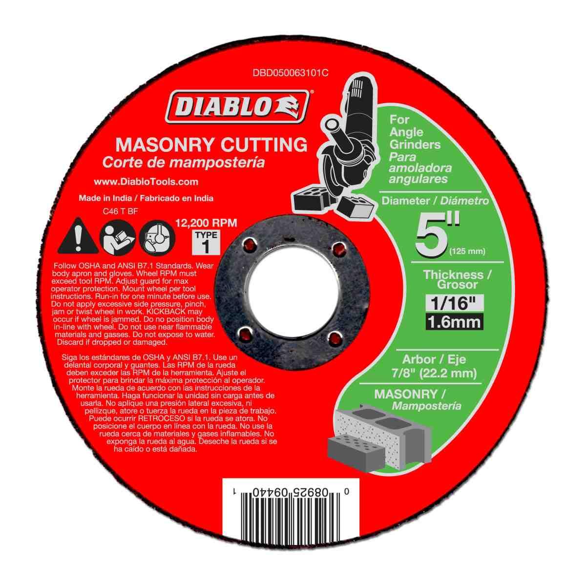 5 in. Masonry Cut Off Disc - Type 1