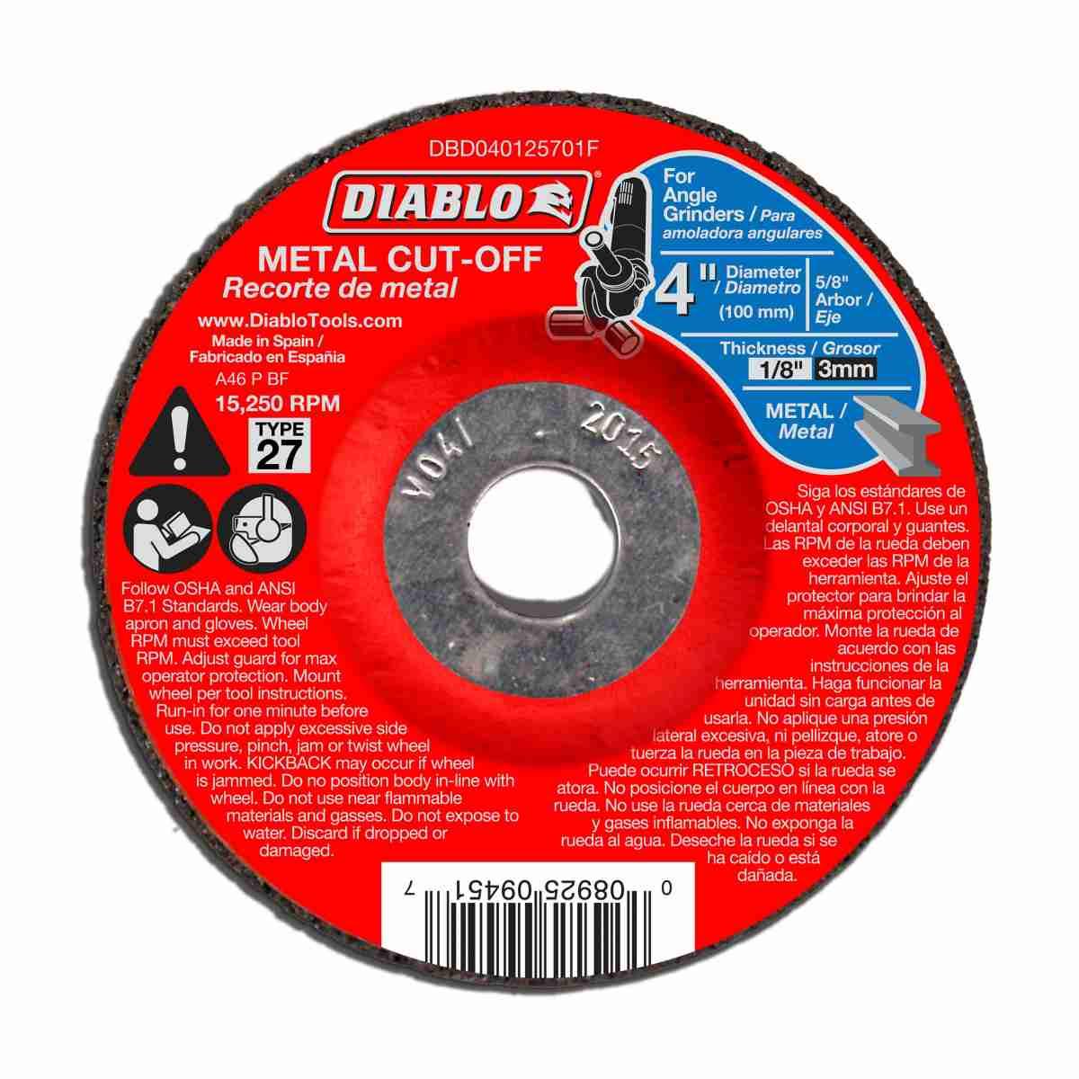 4 in. Metal Cut Off Disc - Type 27