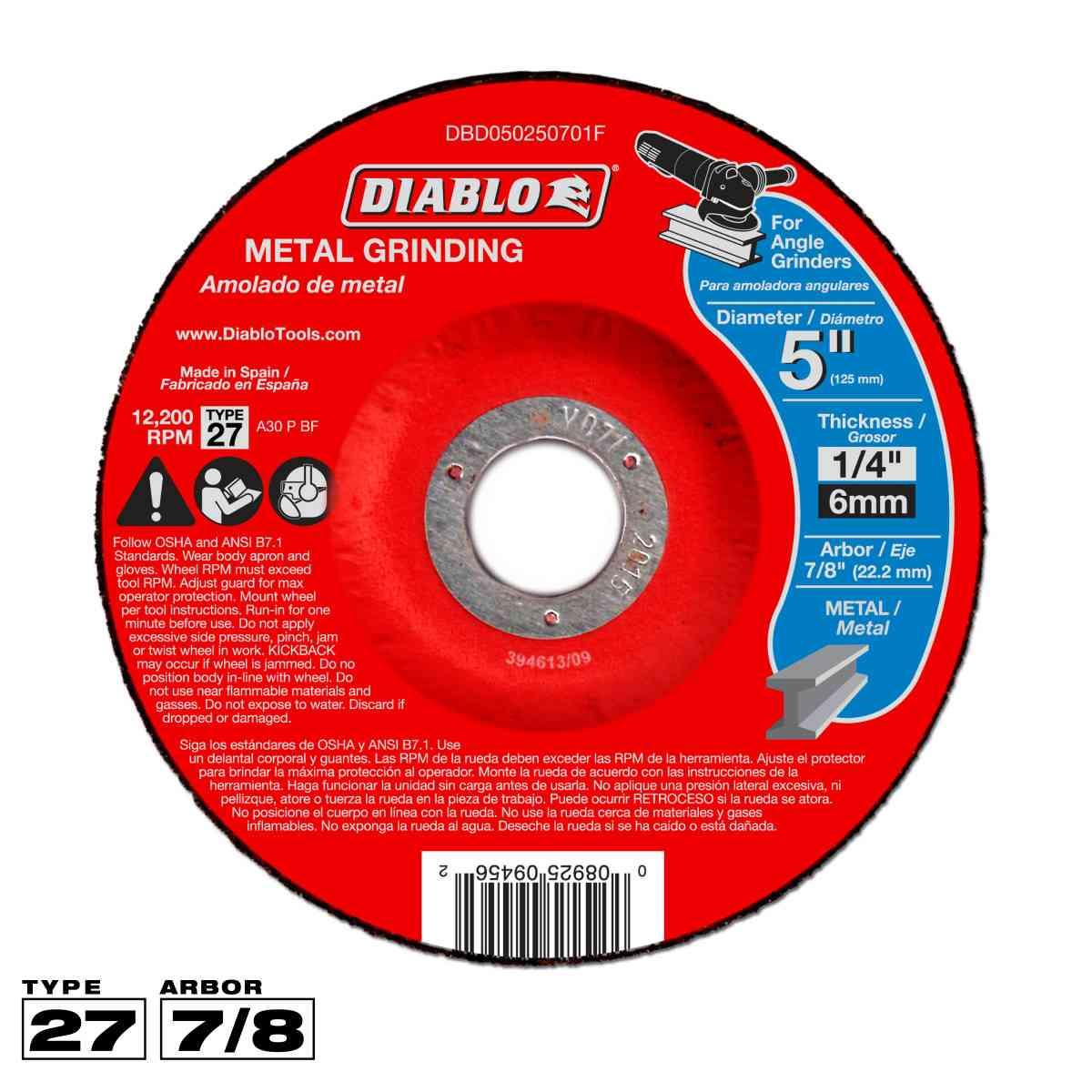 5 in. Metal Grinding Disc - Type 27