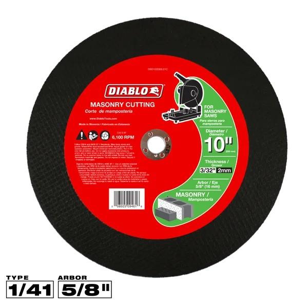 10 in Dia. x 3/32 in Thick  Masonry Cut-Off Disc 5/8 in Arbor Type 1