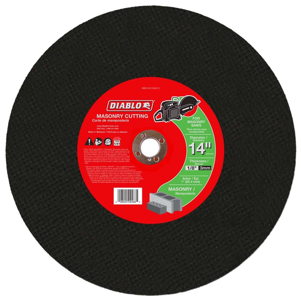 14 in. Masonry High Speed Cut Off Disc 1 in.