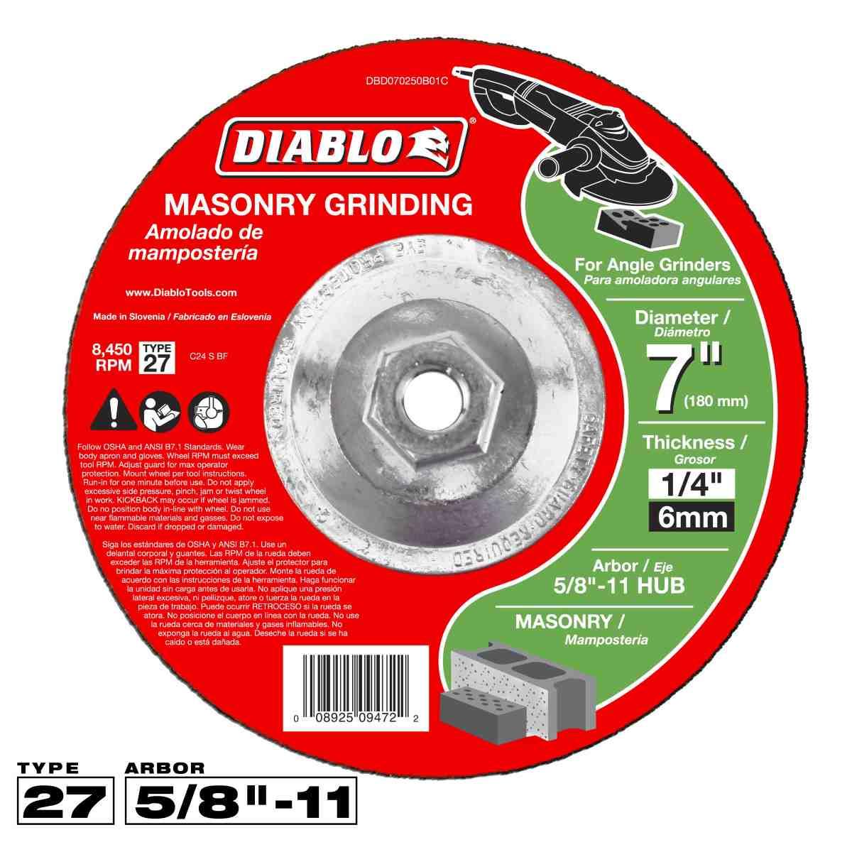 7 in. Masonry Grinding Disc - Type 27 HUB