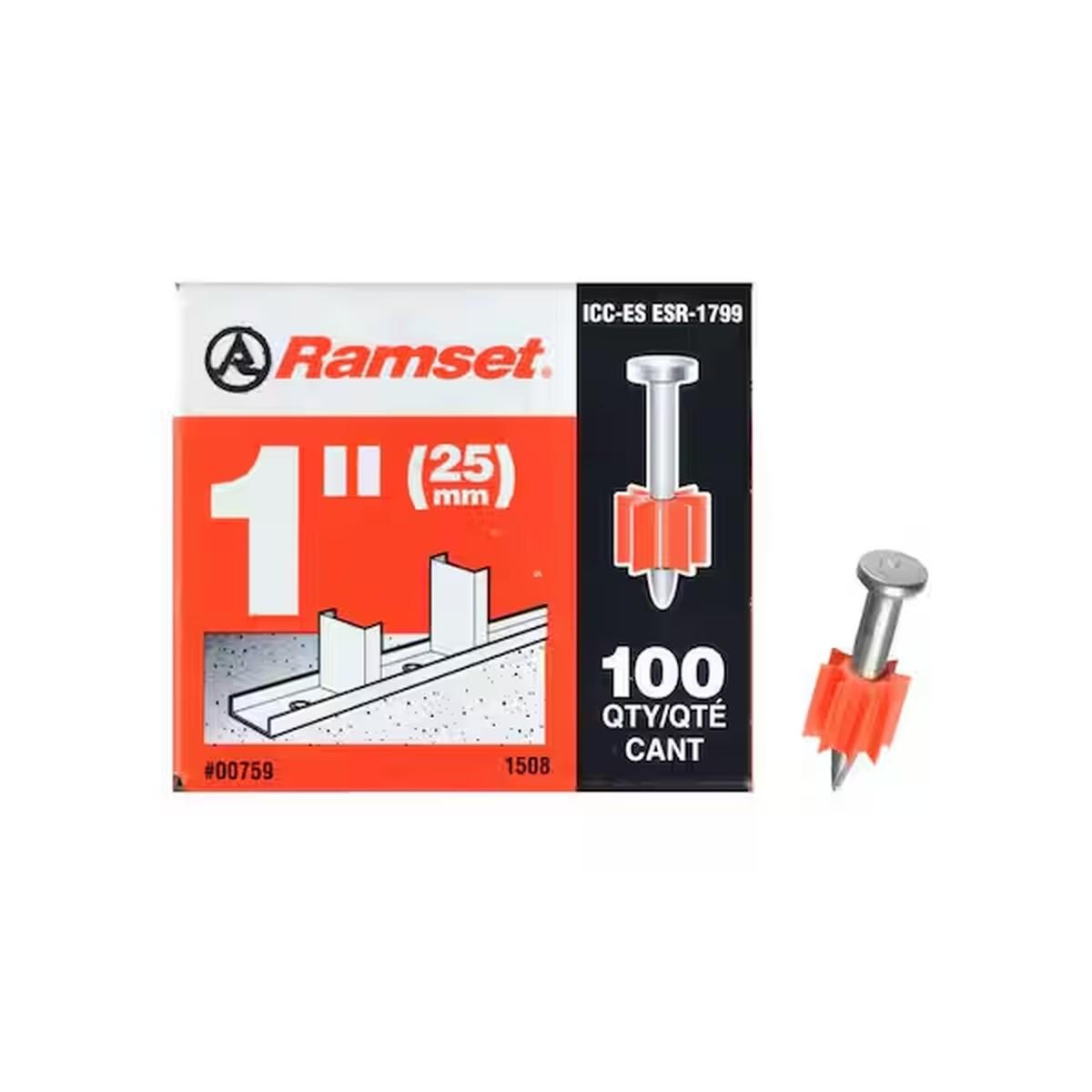 Ramset 00759 Drive Pin, 0.145 in Dia Shank, Powder Plated