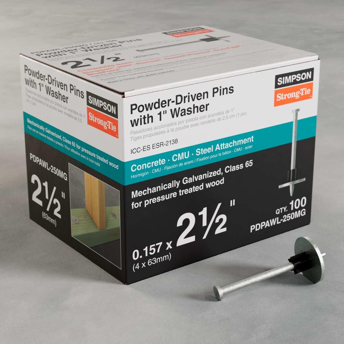 Simpson Strong-Tie Powder-Actuated Pin with Washer 100 Pack