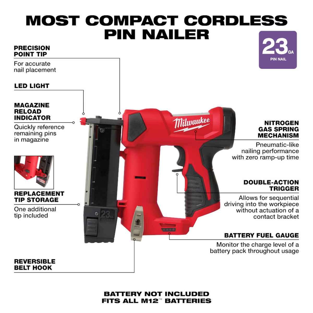 M12  23 Gauge Pin Nailer Alt #3