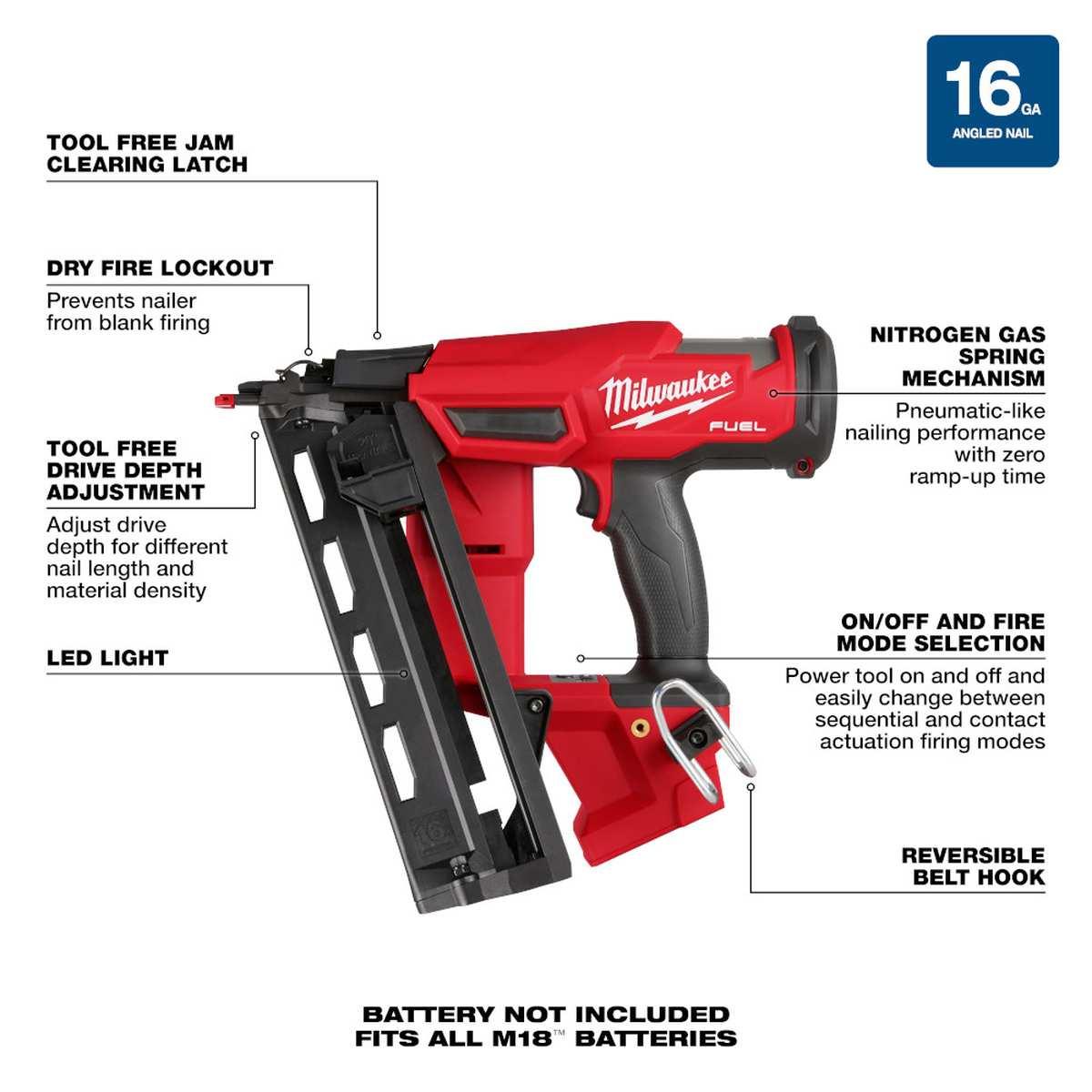 M18 Fuel 16 Gauge Angled FinishNailer Alt #4