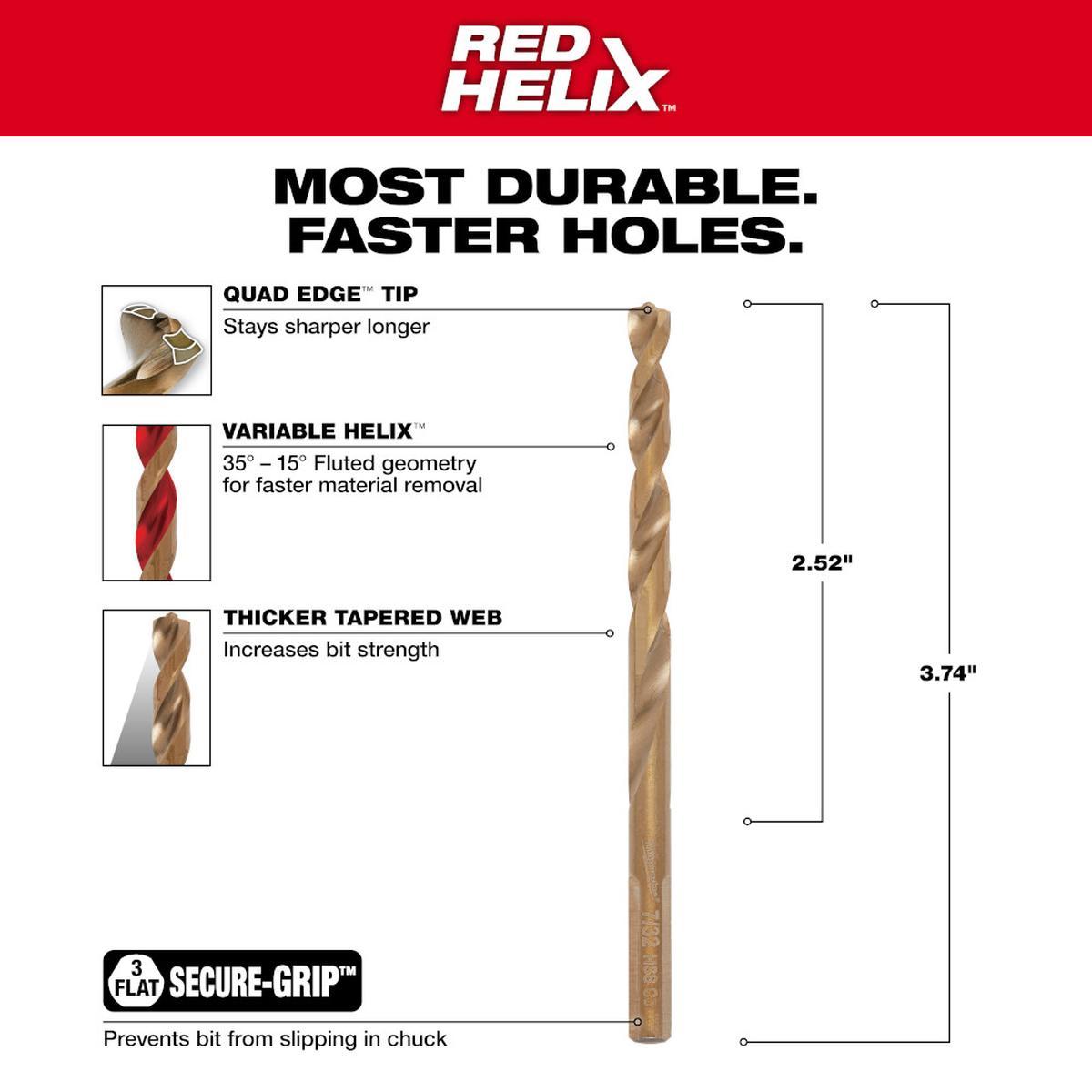 7/32" Drill Bit Cobalt Red Helix Alt #2