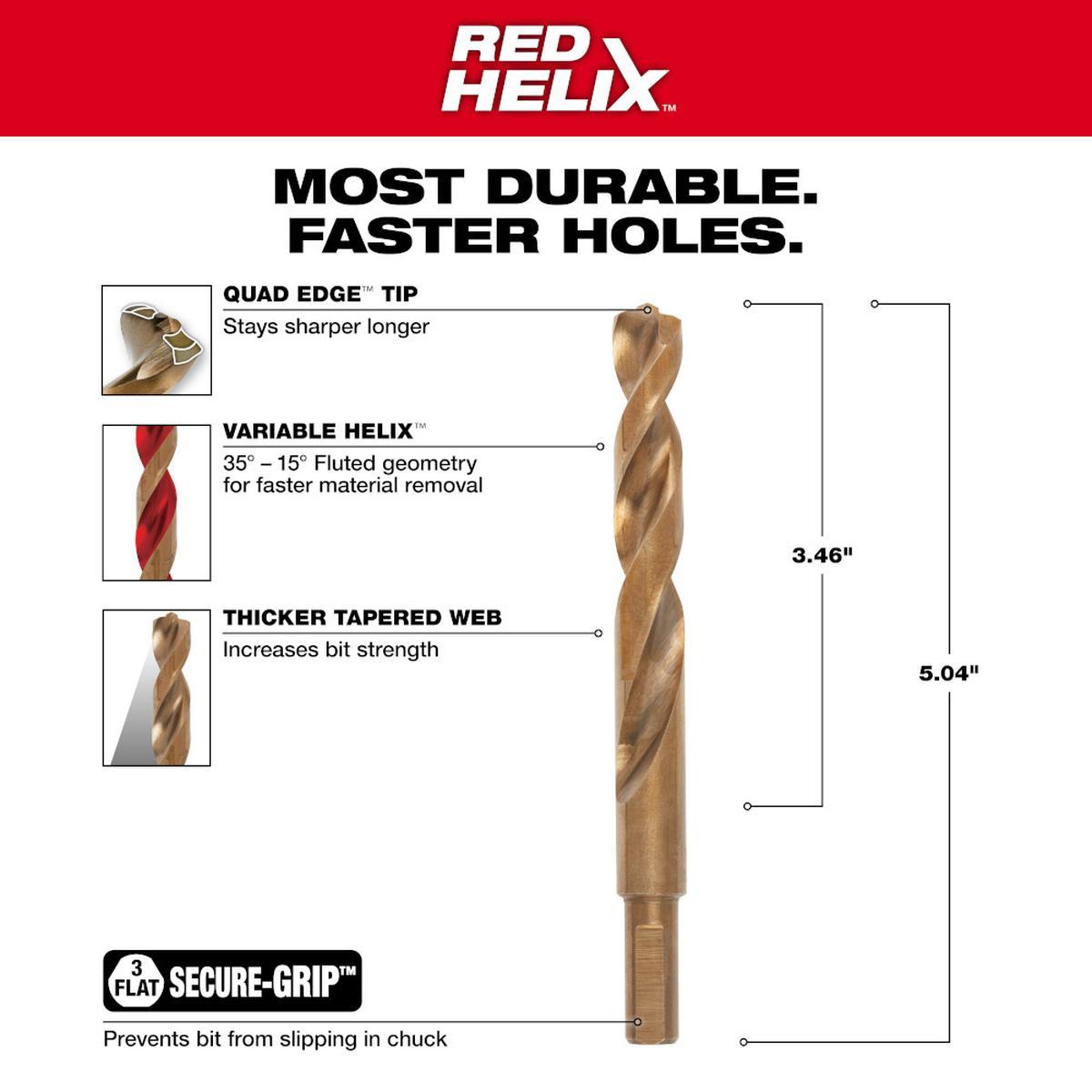 31/64 Drill Bit Cobalt Red Helix Alt #1