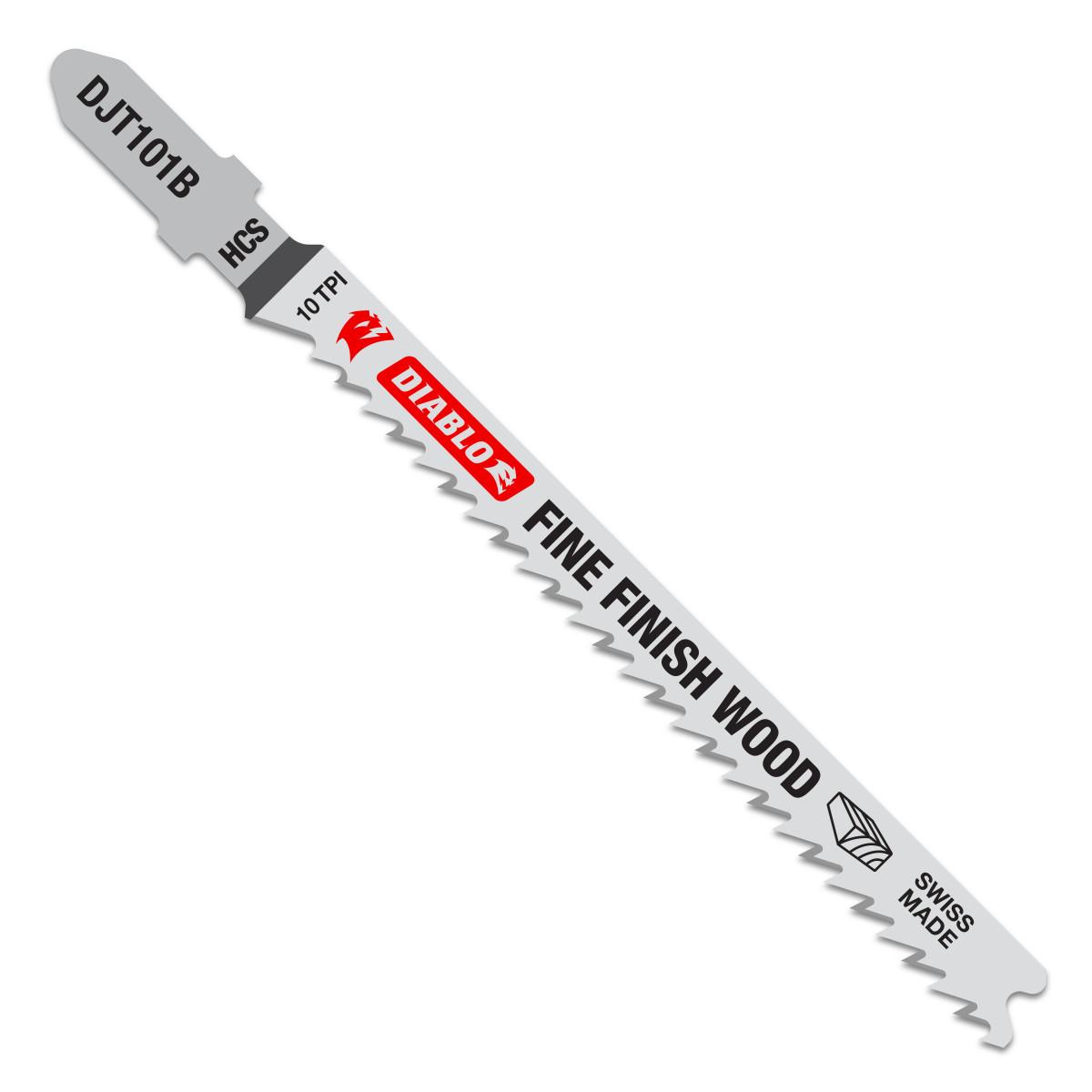 4 in. 10 TPI High Carbon Steel T-Shank Jig Saw Blades for Fine Finish Cuts in Wood (5-Pack)