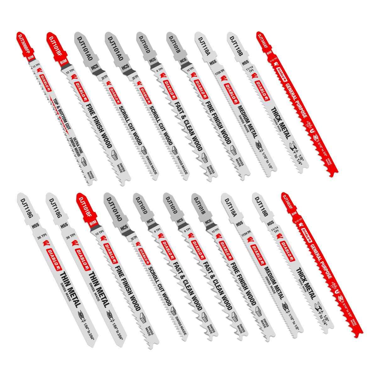20 pc T-Shank Jig Saw Blade Set for Wood & Metal (20-Piece)