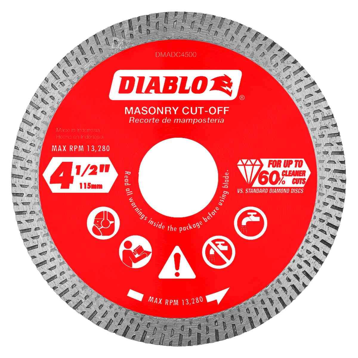 Diablo DMADC0450 Saw Blade, 4-1/2 in Dia, 5/8 in, 20 mm, 7/8 in Arbor, Continuous Rim