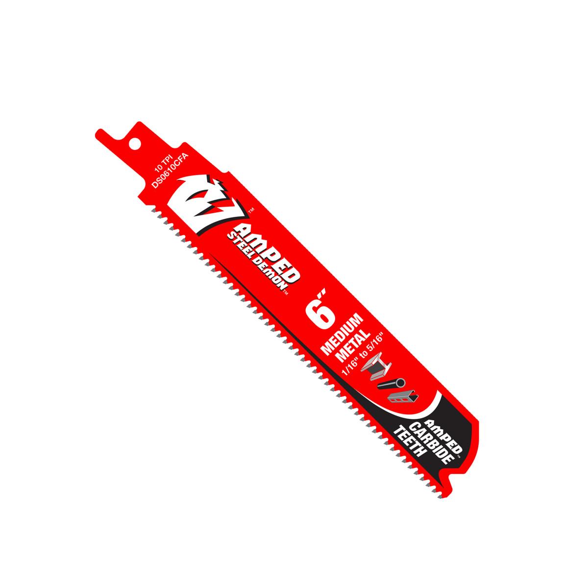Diablo 6 in. 10 TPI Steel Demon® Amped™ Medium Metal Carbide Reciprocating Saw Blade (3-Pack)