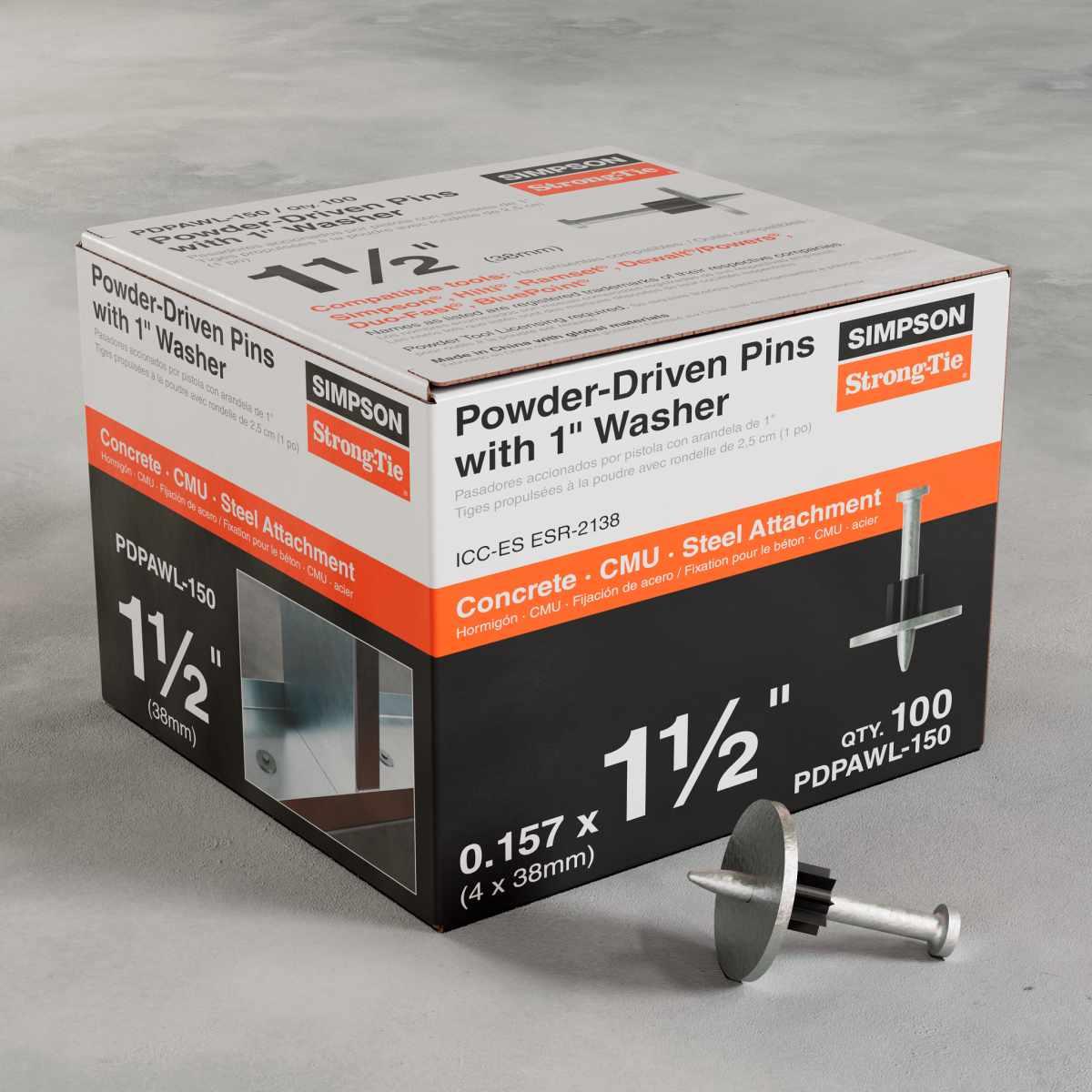 Simpson Strong-Tie PDPAWL PDPAWL-150 Drive Pin, 0.157 in Dia Shank, 1-1/2 in L, Steel, Galvanized/Zinc Alt #1