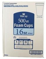 Foam Drink Cups, White, 16oz, 500/case