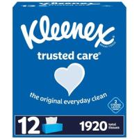 Kleenex Trusted Care 2-ply Facial Tissues, 12 boxes,160 each per box
