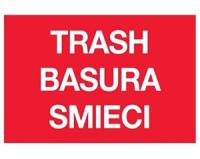 Label, Trash/Basura/Smieci, 2 x3 Red & White,500/roll