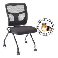 Lorell Training Room Guest Chairs - Black Seat Color - Fabric Seat Material - Mesh Back Material - Metal Frame Material - Rectangular Base - Black - 2 / Carton