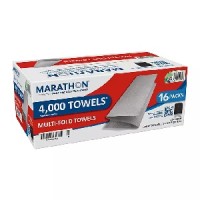 Marathon Multifold 1-Ply Ppaer Towels, White, 250 towels/pk, 16 packs per case